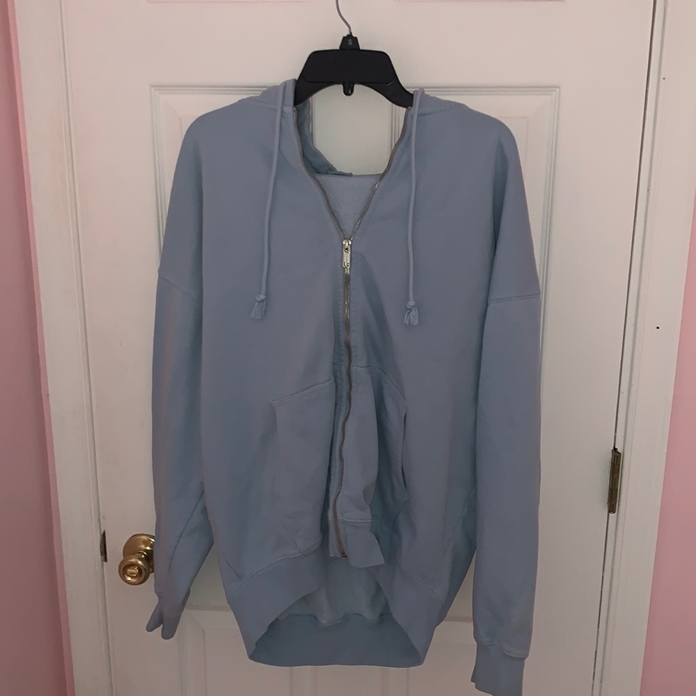 COPY - John Galt Full Zip Oversized Hoodie in light blue